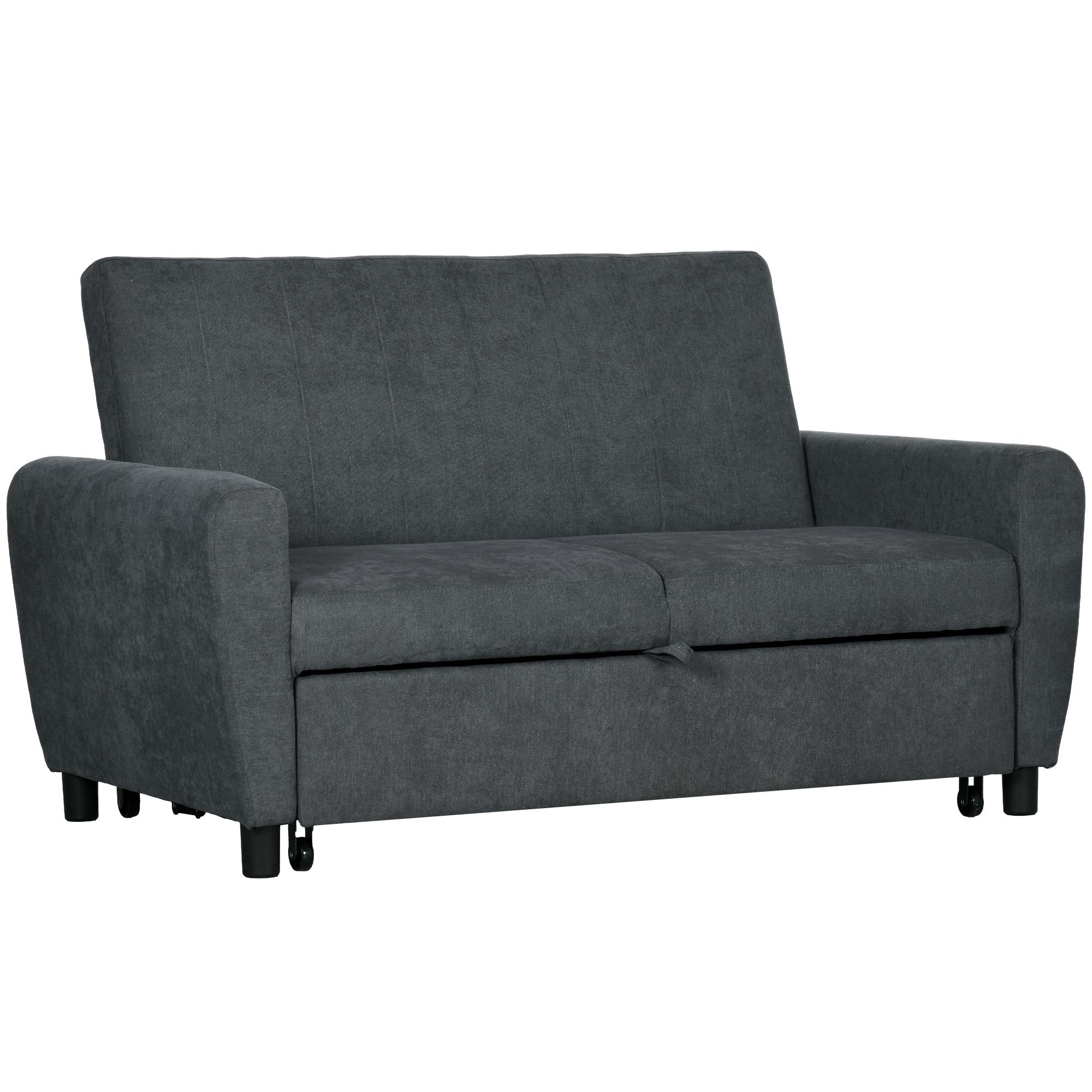 Sofa Bed with 3-Level Adjustable Backrest, in Velvet Effect Fabric, 148x87x88 cm, Grey