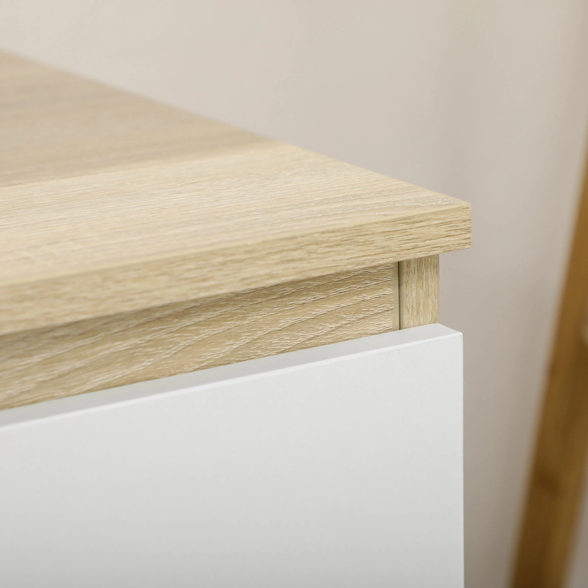 Modern 6 Drawer Wooden Chest of Drawers, 135x48x77cm, White and Wood Color