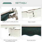 Outsunny 2.5x2m Manual Roller Arm Awning in Aluminum and Polyester, Green