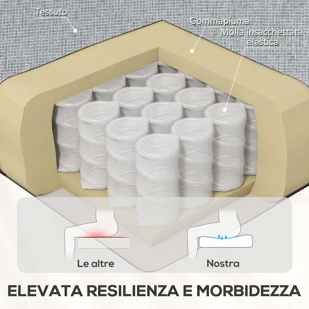 Manually Reclining Armchair at 60° Extra Padded in Fabric with Footrest, Gray