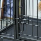 Kennel Folding Dog Cage Double Door with Lock 4 Wheels with Brake and Removable Bottom, 125x76x81cm