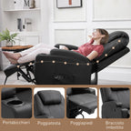 Massage Relax Chair with 8 Points, 5 Modes and 2 Intensities, Reclining with Footrest and Swivel, 84x92x109cm, Black