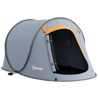 Waterproof Pop Up Camping Tent with Accessories and Transport Bag, 245x148x105 cm, Grey