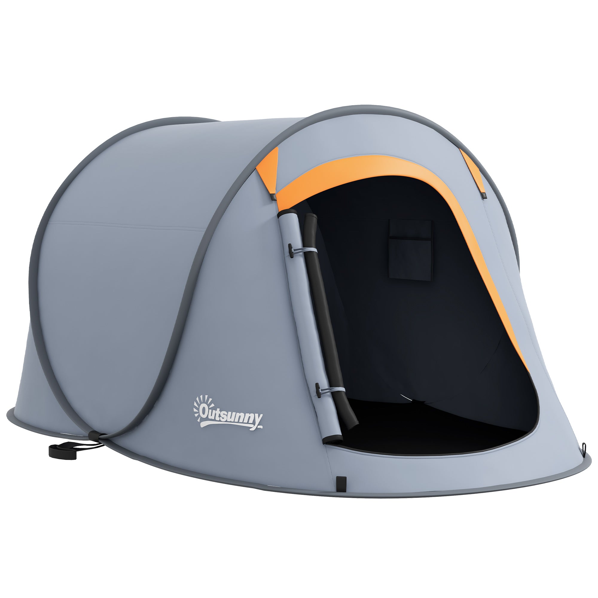 Waterproof Pop Up Camping Tent with Accessories and Transport Bag, 245x148x105 cm, Grey