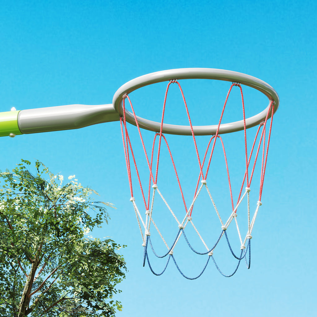 3 in 1 Children's Play Set with Garden Swing, Basketball Hoop and Football Goal, 238x180x182 cm, Green and Grey