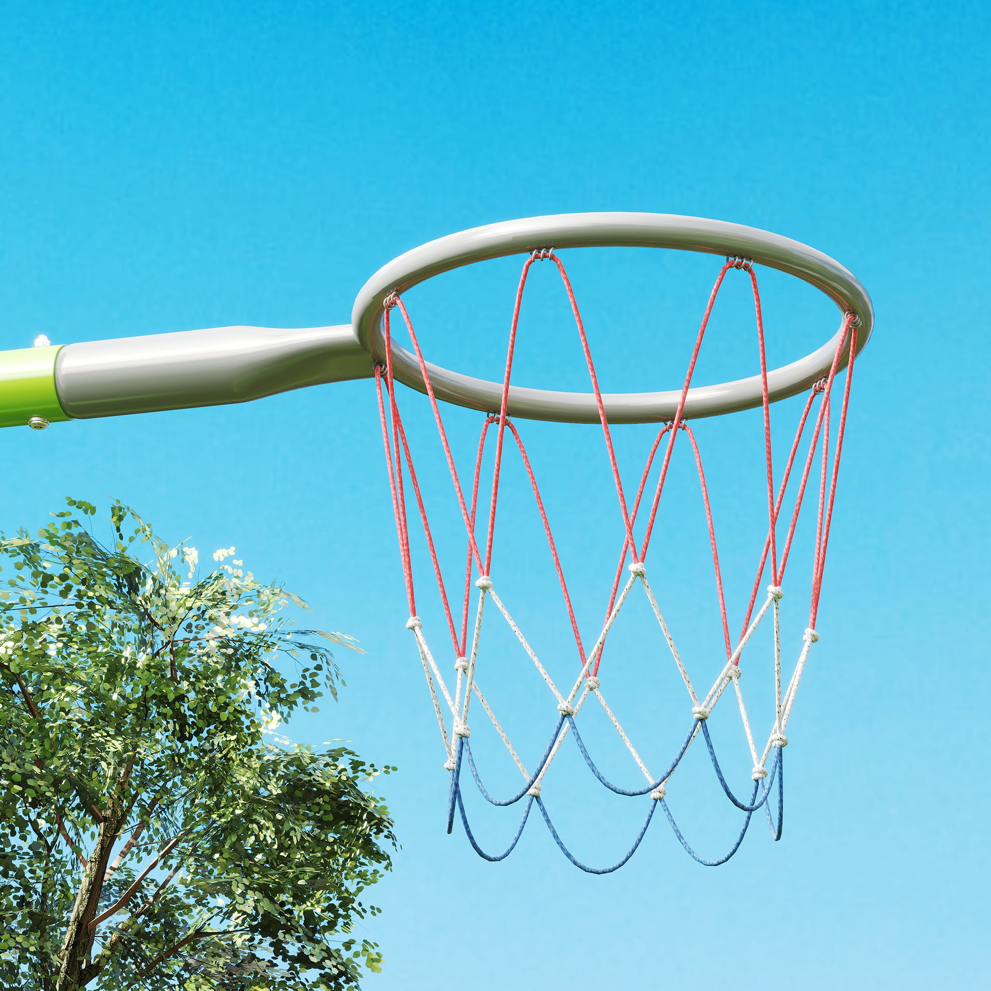 3 in 1 Children's Play Set with Garden Swing, Basketball Hoop and Football Goal, 238x180x182 cm, Green and Grey