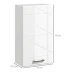 kleankin Wall-Mounted MDF Bathroom Cabinet with 3 Shelves and Adjustable Top Shelf, 37x22.5x70 cm, White - Borgè
