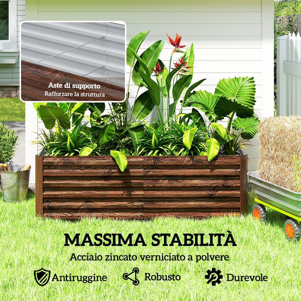 Outsunny Raised Vegetable Garden Bed with Open Bottom and Rounded Edges, 180x90x57.5 cm, Dark Brown