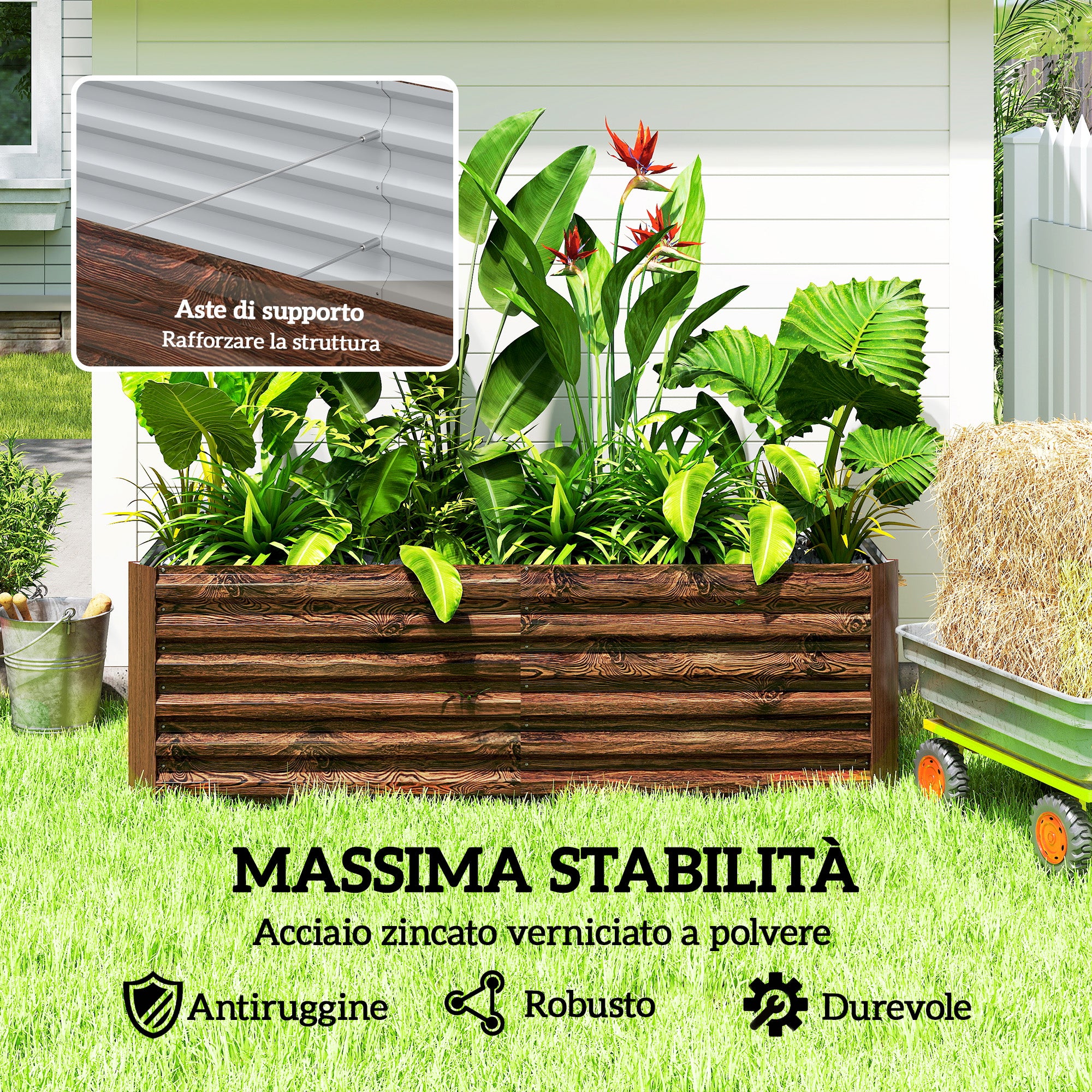Outsunny Raised Vegetable Garden Bed with Open Bottom and Rounded Edges, 180x90x57.5 cm, Dark Brown