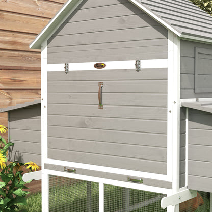 Pawhut Garden Chicken coop with chickens, ramp and open area, 310.5x149.5x149cm, gray - Borgè