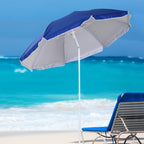 Tilting Beach Umbrella with Reflective Lining, in Steel and Polyester, Ø1.7x2.05 m, Blue