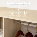 Coat Rack with 3 Shelves and Coat Rail, 80x40x128 cm, Beige