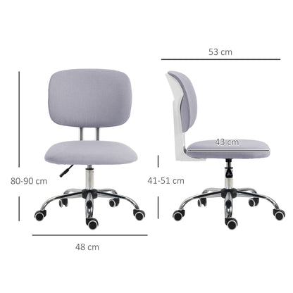 Vash office chair at adjustable height in linen effect fabric with curved backrest, 48x53x80-90 cm, gray - Borgè