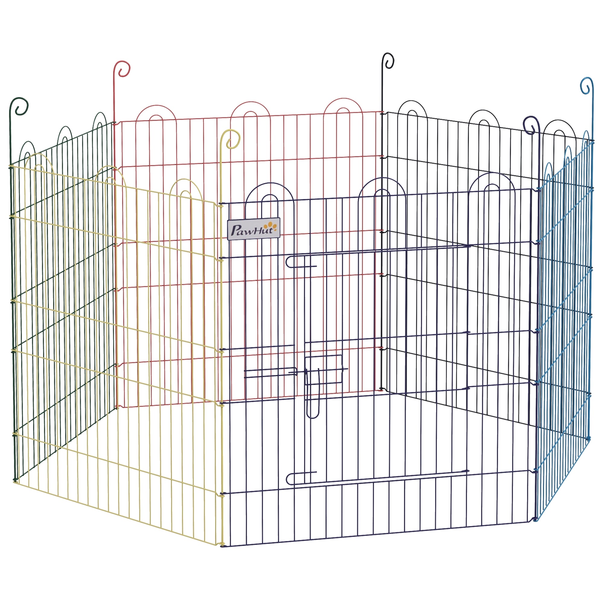 PawHut 6-Panel Metal Dog Gate with Snap Closure, Ø120x60 cm, Multicolour - Borgè