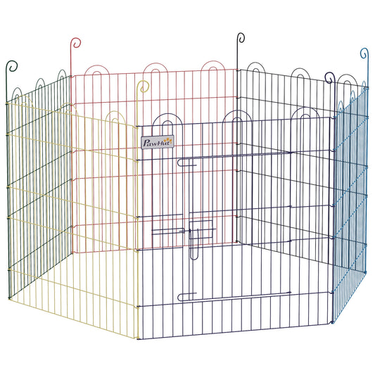 PawHut 6-Panel Metal Dog Gate with Snap Closure, Ø120x60 cm, Multicolour - Borgè