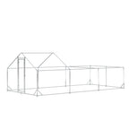 Garden Chicken Coop for 15-18 Chickens in Galvanized Steel and PE with Roof and Lock, 600x300x195 cm