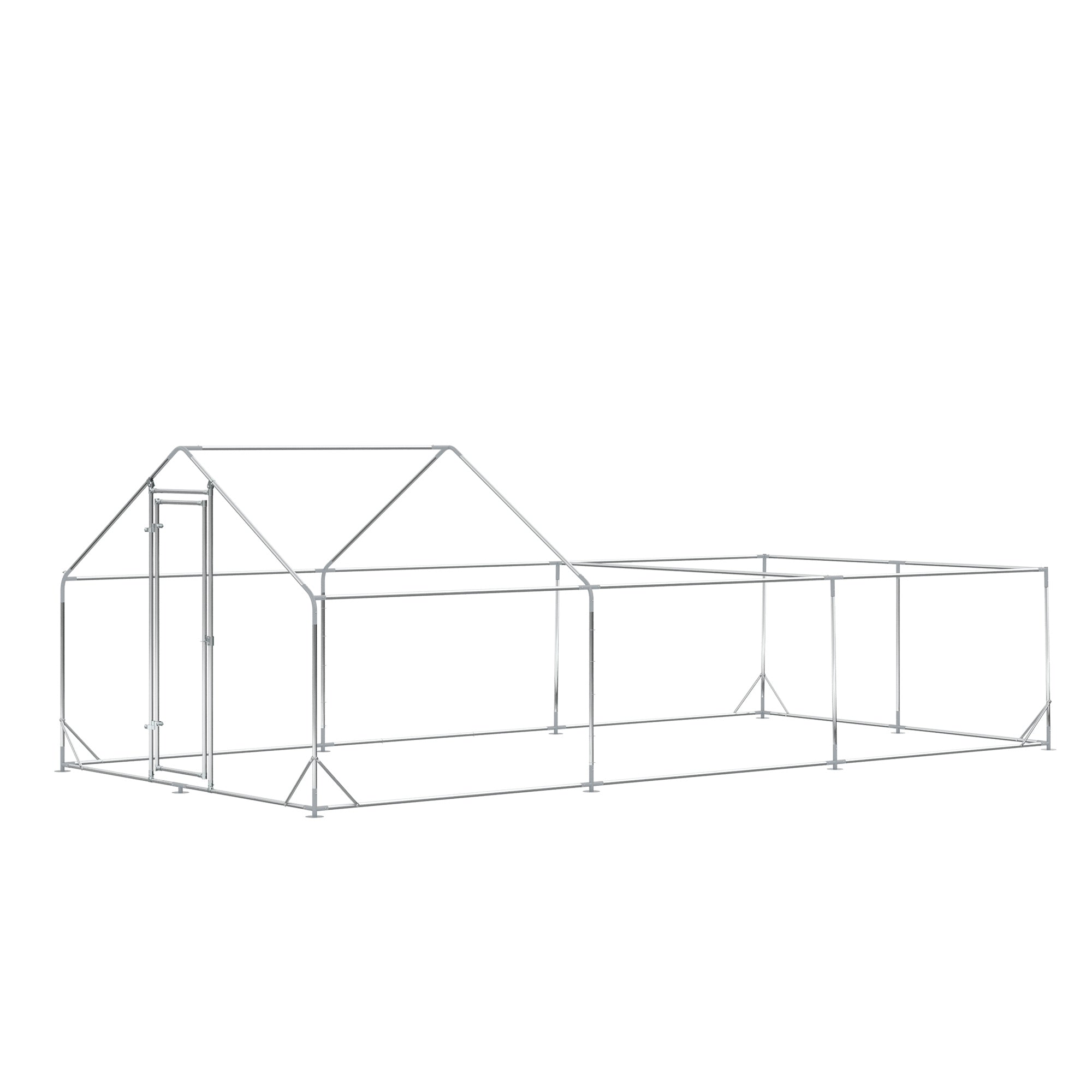 Garden Chicken Coop for 15-18 Chickens in Galvanized Steel and PE with Roof and Lock, 600x300x195 cm
