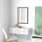 HOMCOM Rectangular Wall Mirror with Hooks, Glass and MDF, 50x70 cm, Black