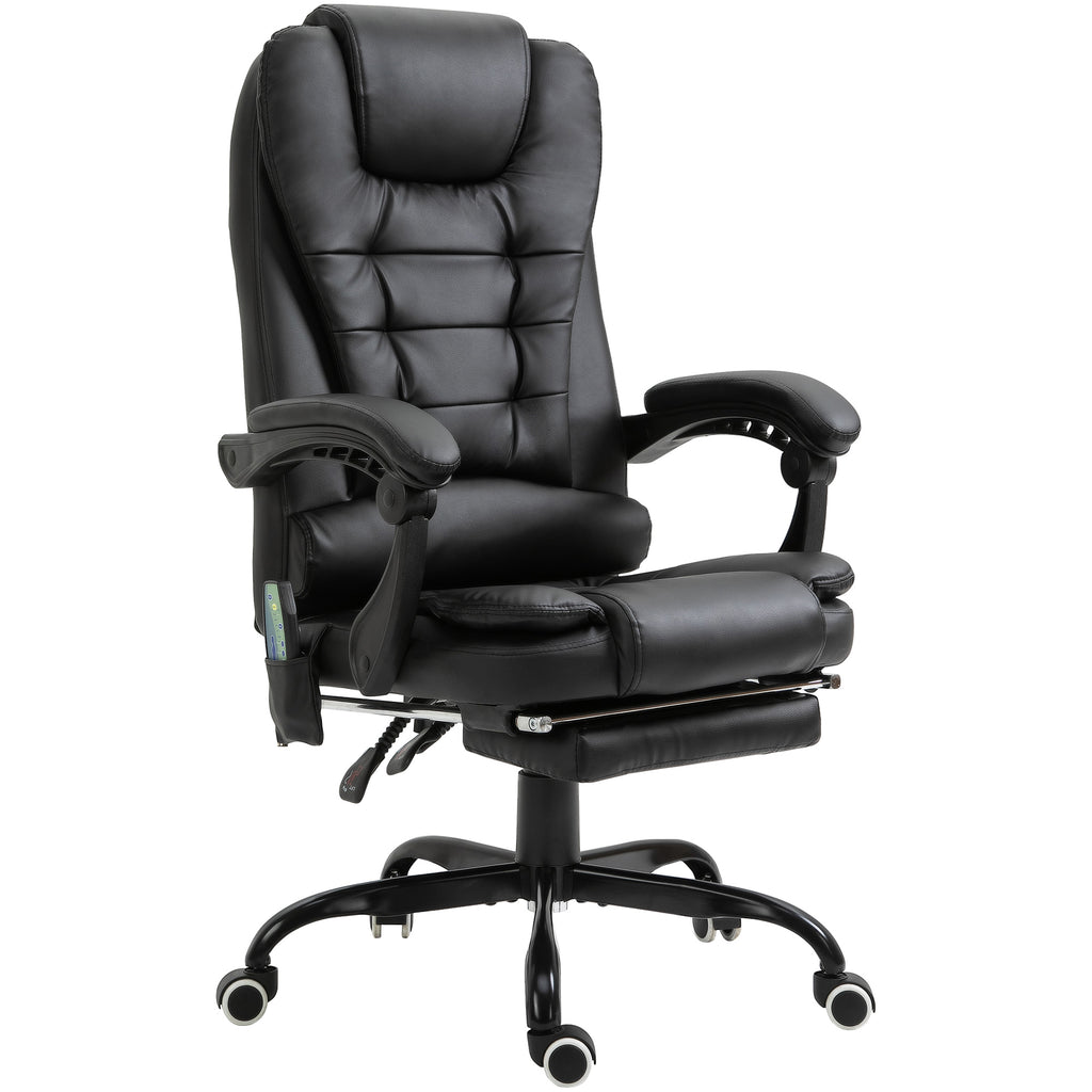 Office Chair with 7 Vibrating Points, Footrest and 155° Reclining Backrest, Black - Borgè