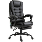 Office Chair with 7 Vibrating Points, Footrest and 155° Reclining Backrest, Black - Borgè