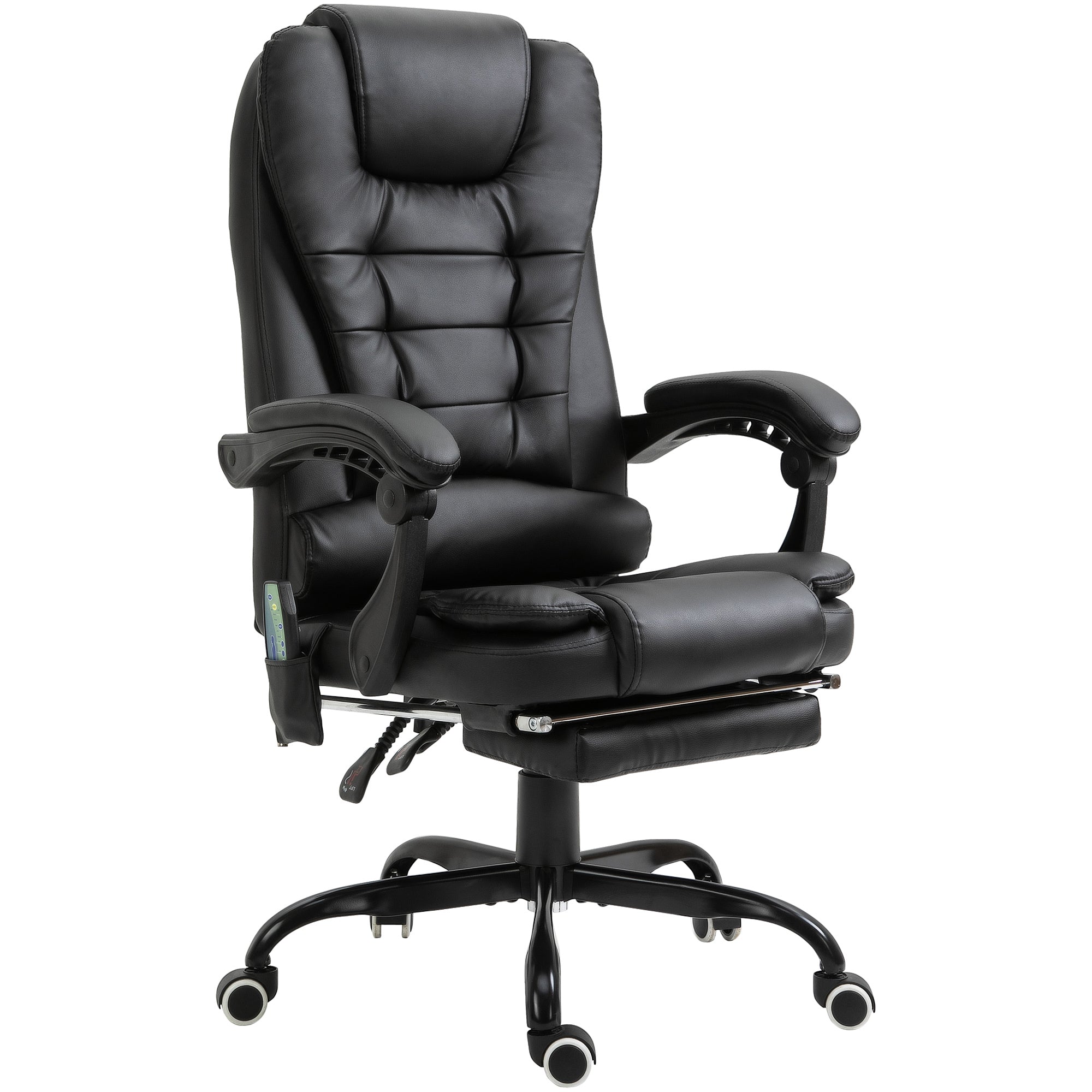 Office Chair with 7 Vibrating Points, Footrest and 155° Reclining Backrest, Black - Borgè