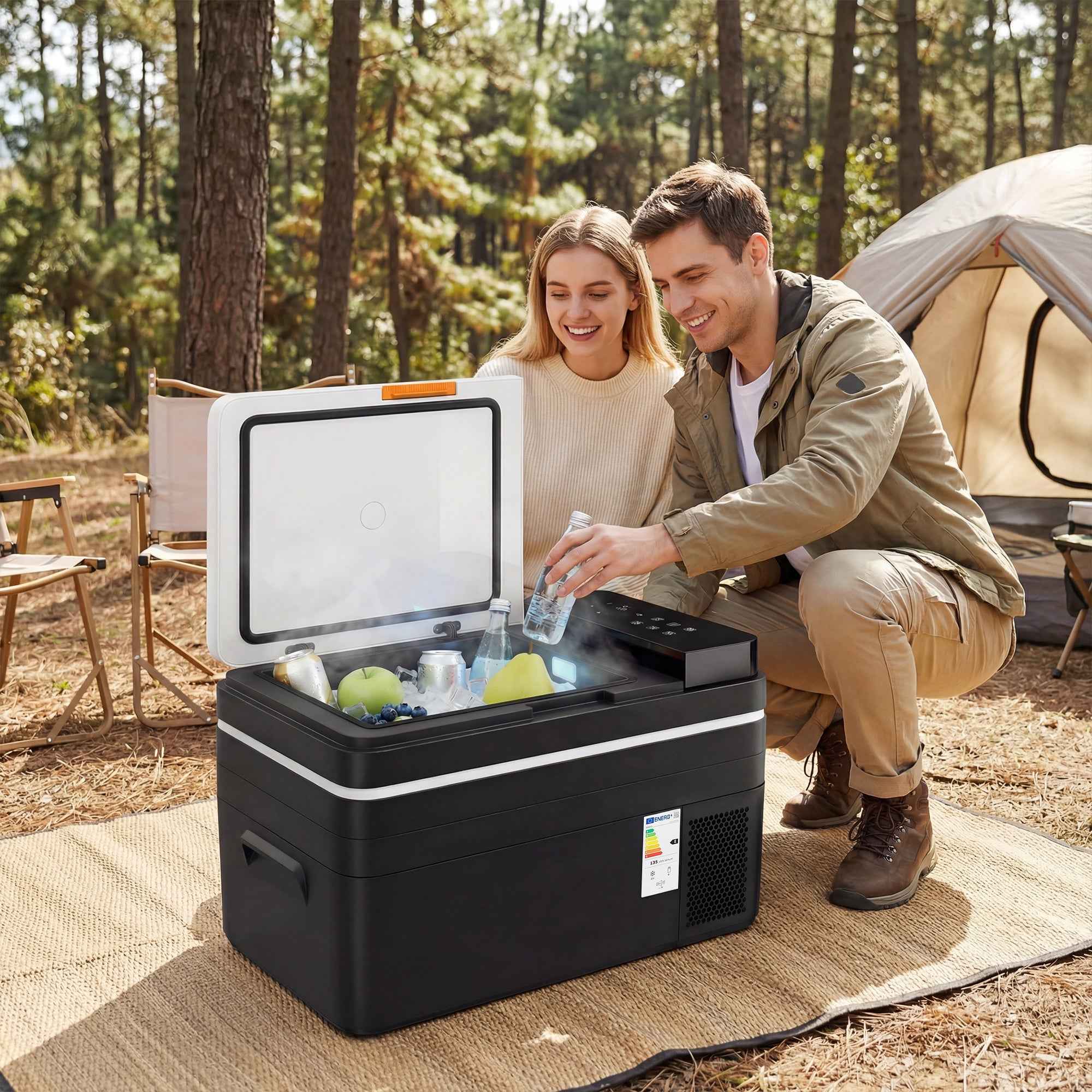 Outsunny 30L Portable Compressor Refrigerator with App Control, Black