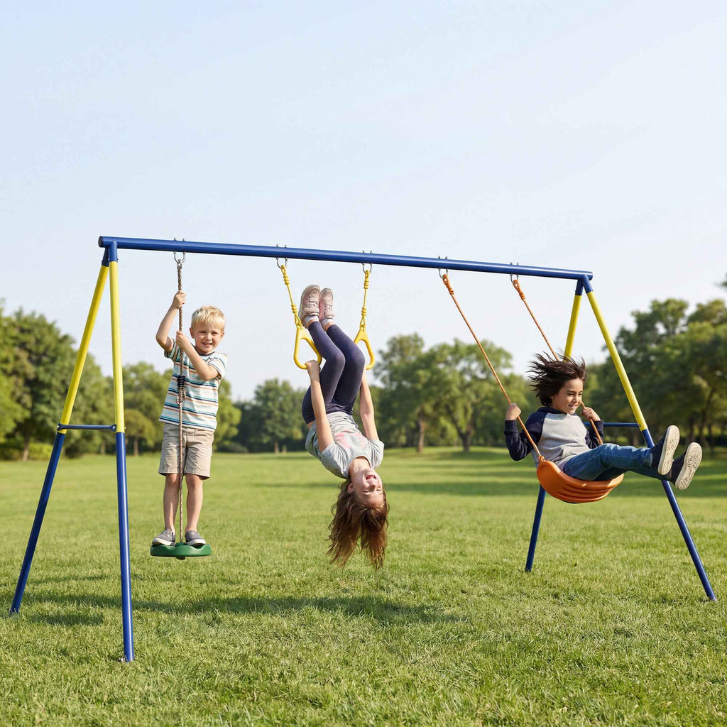 3-in-1 Garden Swing for Children 3-8 Years, Made of Steel and PE, 285x160x181 cm, Multicolored