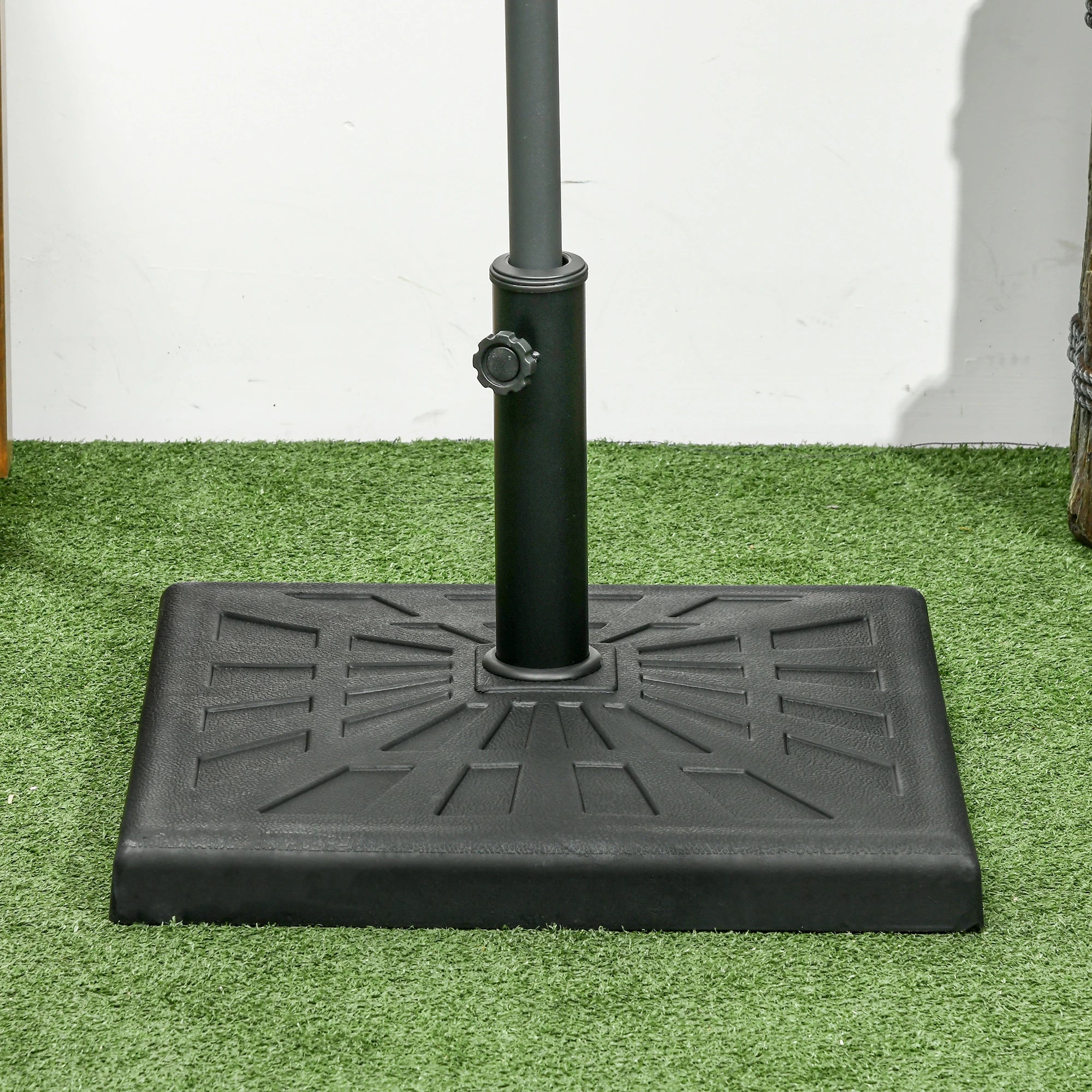 19kg 51x51x32cm Resin and Steel Umbrella Base for Ø32mm, Ø38mm and Ø48mm Poles, Black - Borge' Group Limited