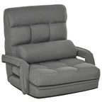 Single Sofa Bed with Cushion and 5-Level Reclining Backrest, 62x78x70 cm, Grey