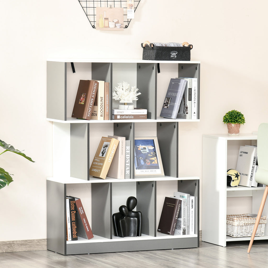 8-Tier Bookcase for Living Room and Bedroom, Wooden, 100x24x124 cm, Charcoal Grey