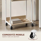 HOMCOM 3-Tier Printer Stand with Wheels and Hooks, Natural