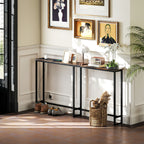 Industrial Style Console Table with Charging Station, in Wood and Steel, 160x20x80 cm, Brown