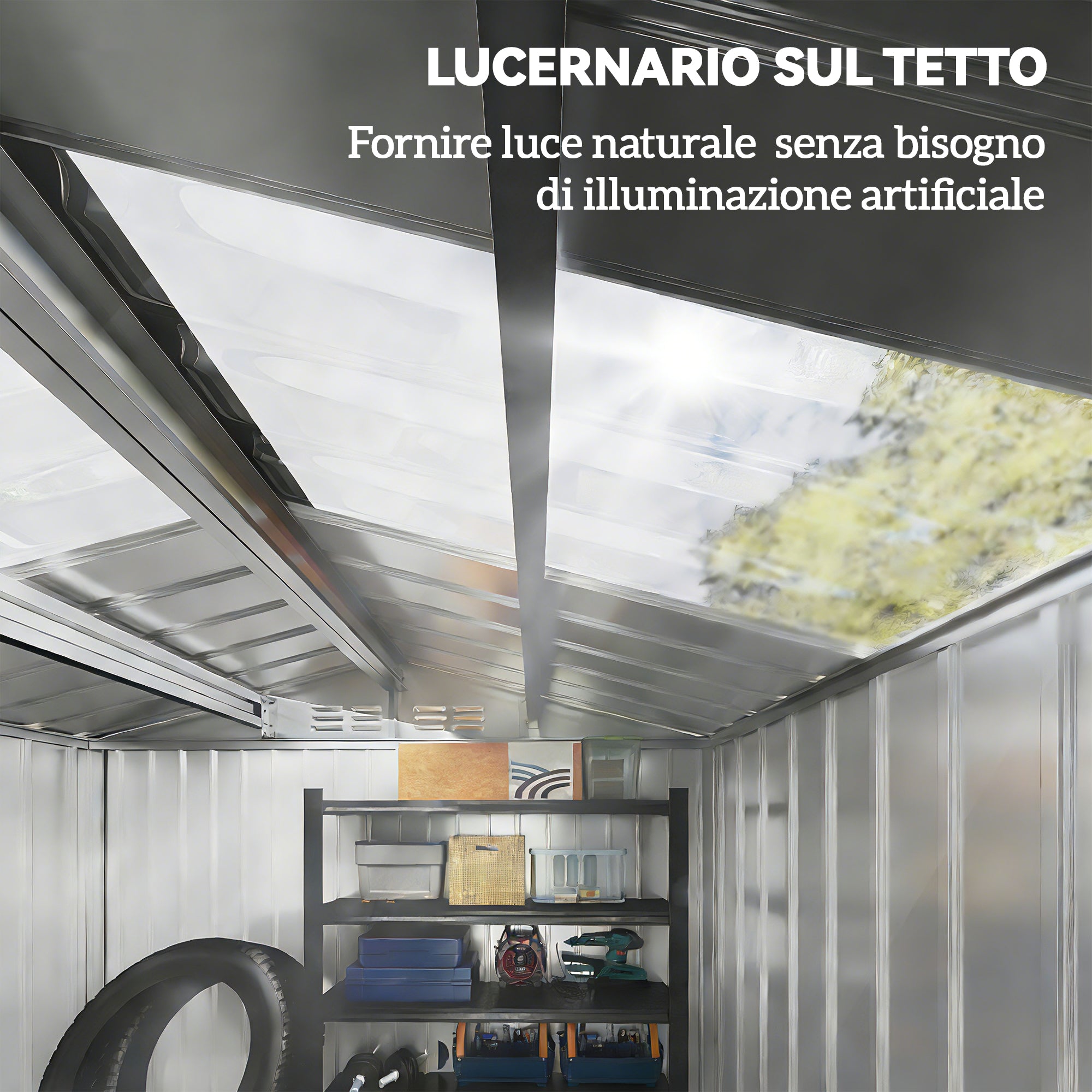 Metal Garden Shed with Air Vents and Double Sliding Door, 277x195x192 cm, Dark Grey