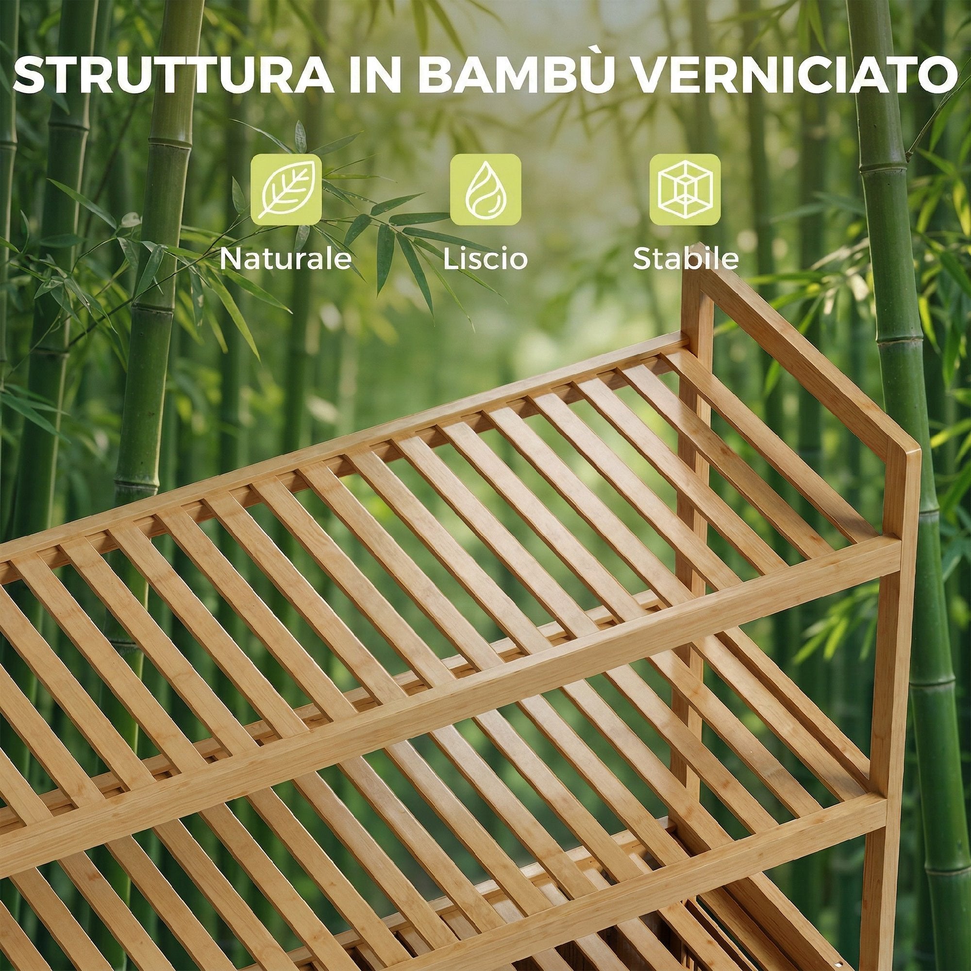 HOMCOM Tiltable Double Laundry Cabinet, Bamboo, 2 Baskets, 3 Shelves, Oak Color