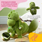 Dinosaur Rocking Horse for Children 18-36 Months with Sounds and Soft Cover, Green