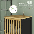 HOMCOM Slatted Bathroom Cabinet with 2 Open Shelves and 2 Cabinets, in MDF and Bamboo, 32x30x172 cm, Black and Wood Color - Borgè