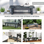 Outsunny 2-Seater Waterproof Garden Bench in Fir Wood, 110x38x35 cm, Grey
