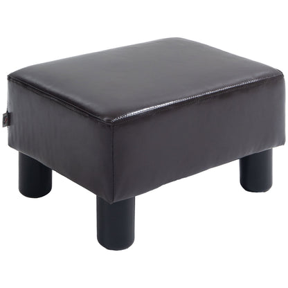 HOMCOM Upholstered Footstool Pouf, Rectangular and Faux Leather, 40x30x24 cm, Brown