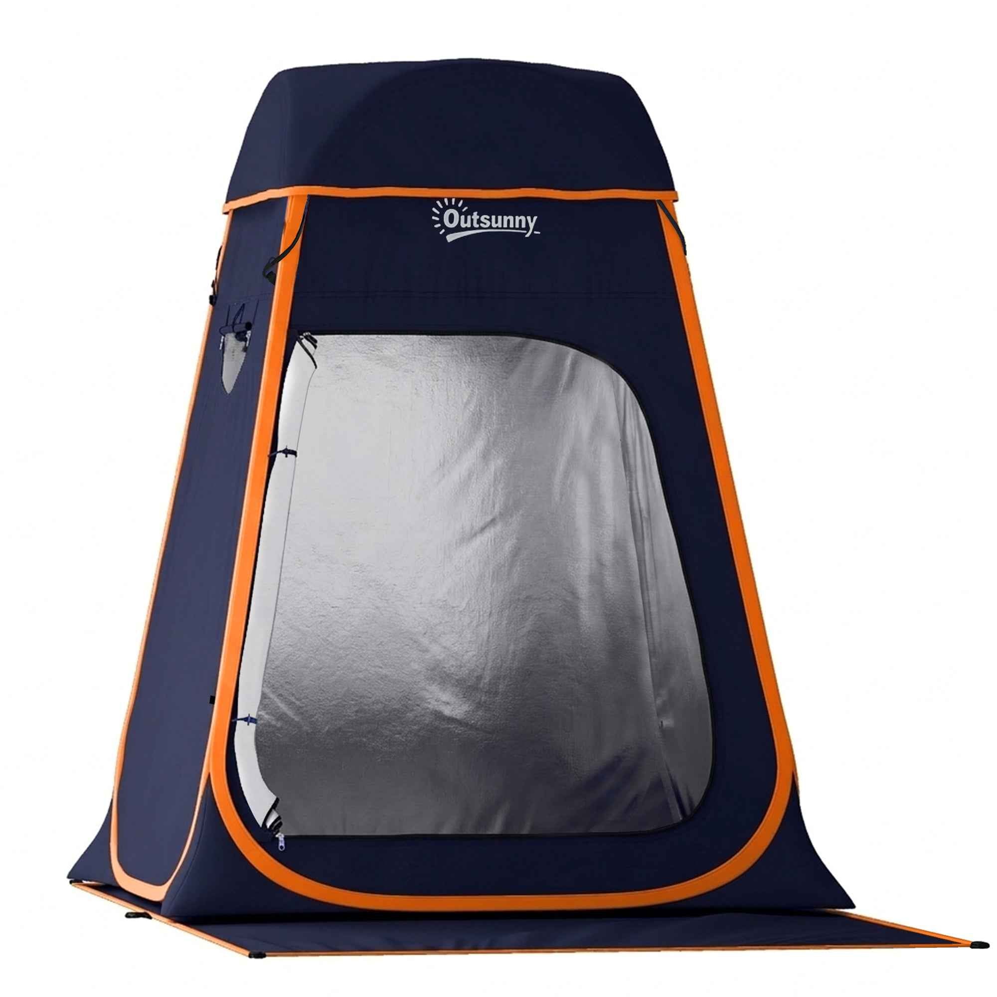 Outsunny Waterproof Pop-Up Shower Tent with Removable Roof, 190T Polyester and Steel, 152x152x200 cm, Dark Blue