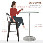 Homcom tall table from modern round bar with steel base and glass top, Ø70x102cm, transparent - Borgè