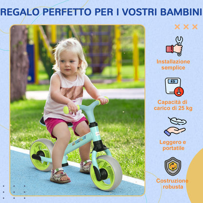 AIYAPLAY Balance Bike for Children up to 4 years with Adjustable Saddle, in Steel, PP, PU and TPR, 66.5x34x47 cm - Borgè