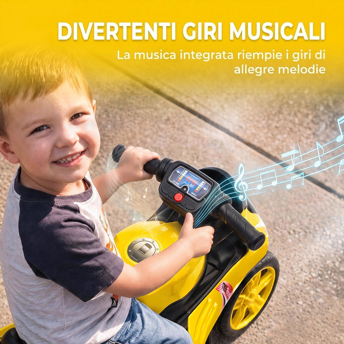 AIYAPLAY Kids Balance Bike with Music, Ages 18 Months - 3 Years, Yellow