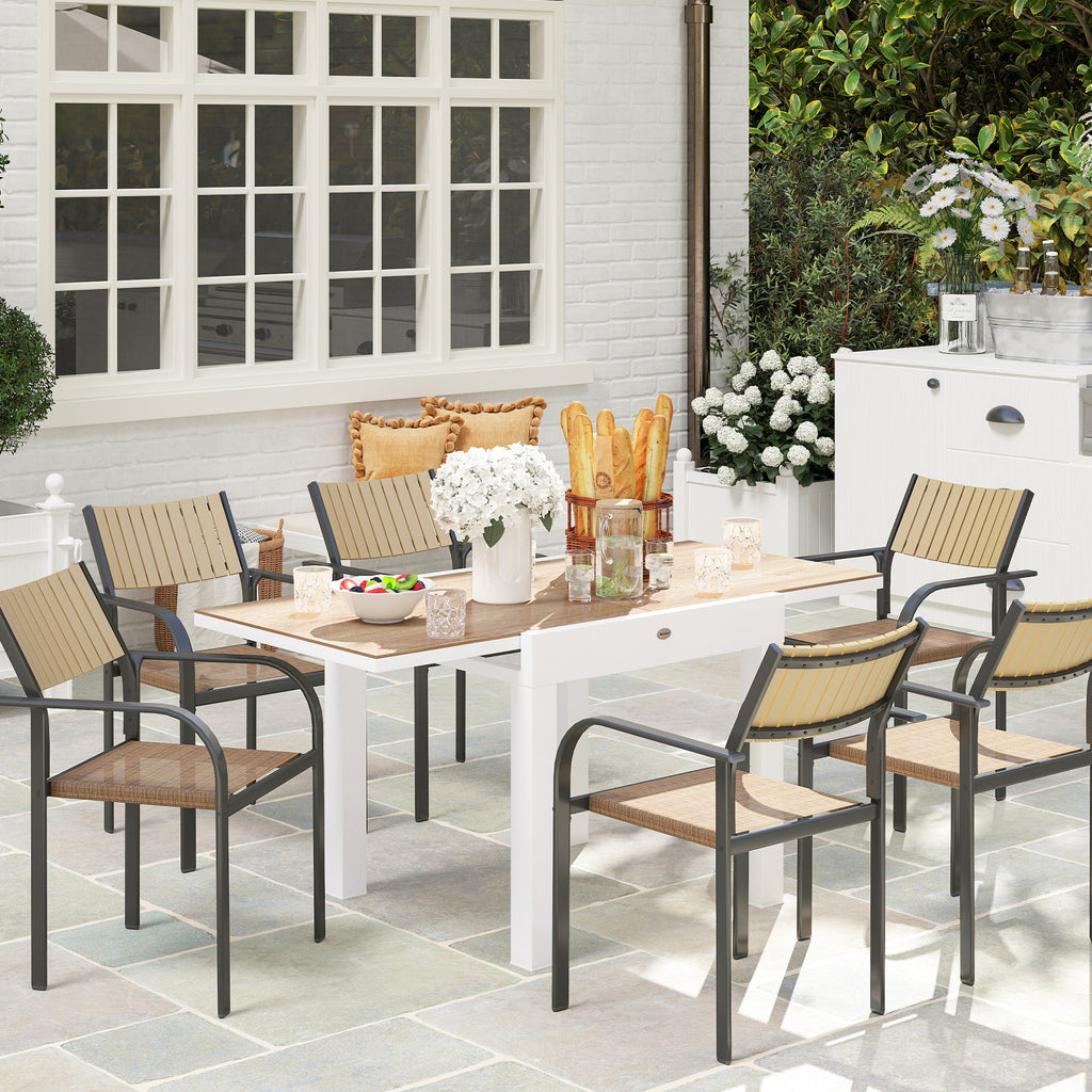 Extendable Garden Dining Table 80-160 cm for 4-6 Seats, White