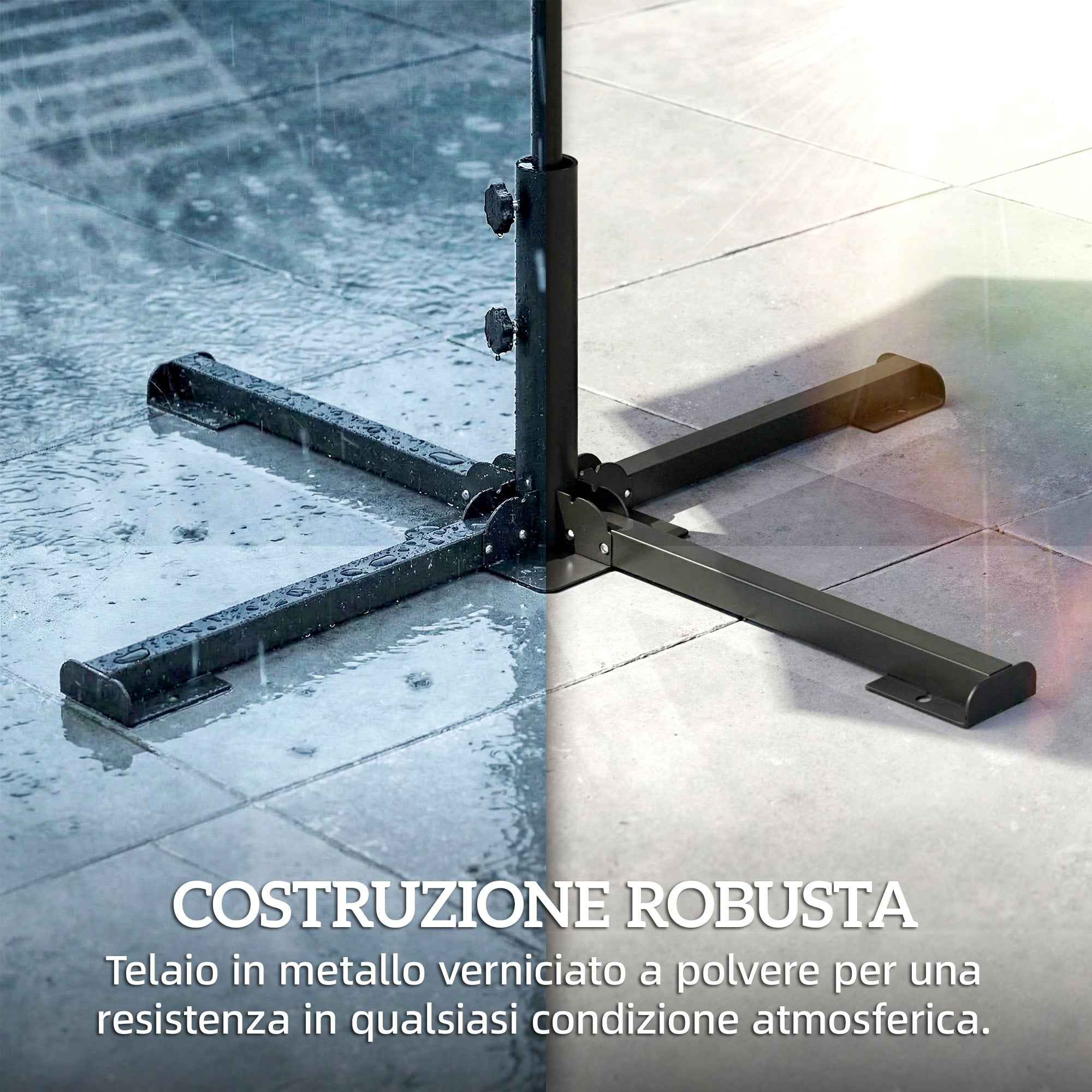 Outsunny Folding Cross Base for 38-48mm Umbrellas, Patio Stand, Dark Grey