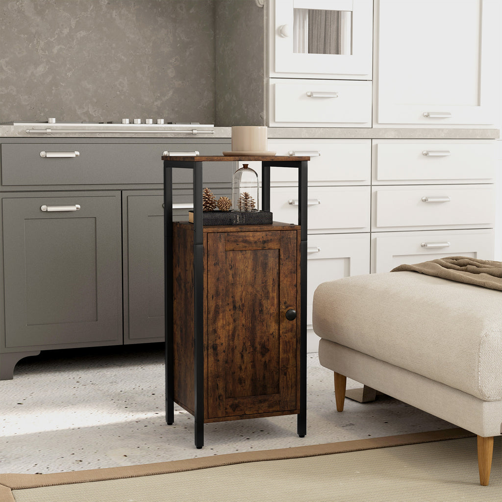 Industrial Bedside Table with 2 Shelves and Adjustable Internal Shelf, in Wood and Steel, 34x30x80 cm, Brown