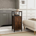 Industrial Bedside Table with 2 Shelves and Adjustable Internal Shelf, in Wood and Steel, 34x30x80 cm, Brown