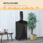 Outdoor Oven for pizza and portable charcoal barbecue in steel with fireplace and wheels, 63x54x161 cm, black - Borgè