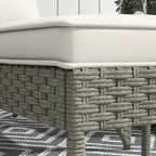 Garden Chair with Footrest and Padded Cushions, in Rattan and Steel, 64x82x89 cm, Grey and Cream