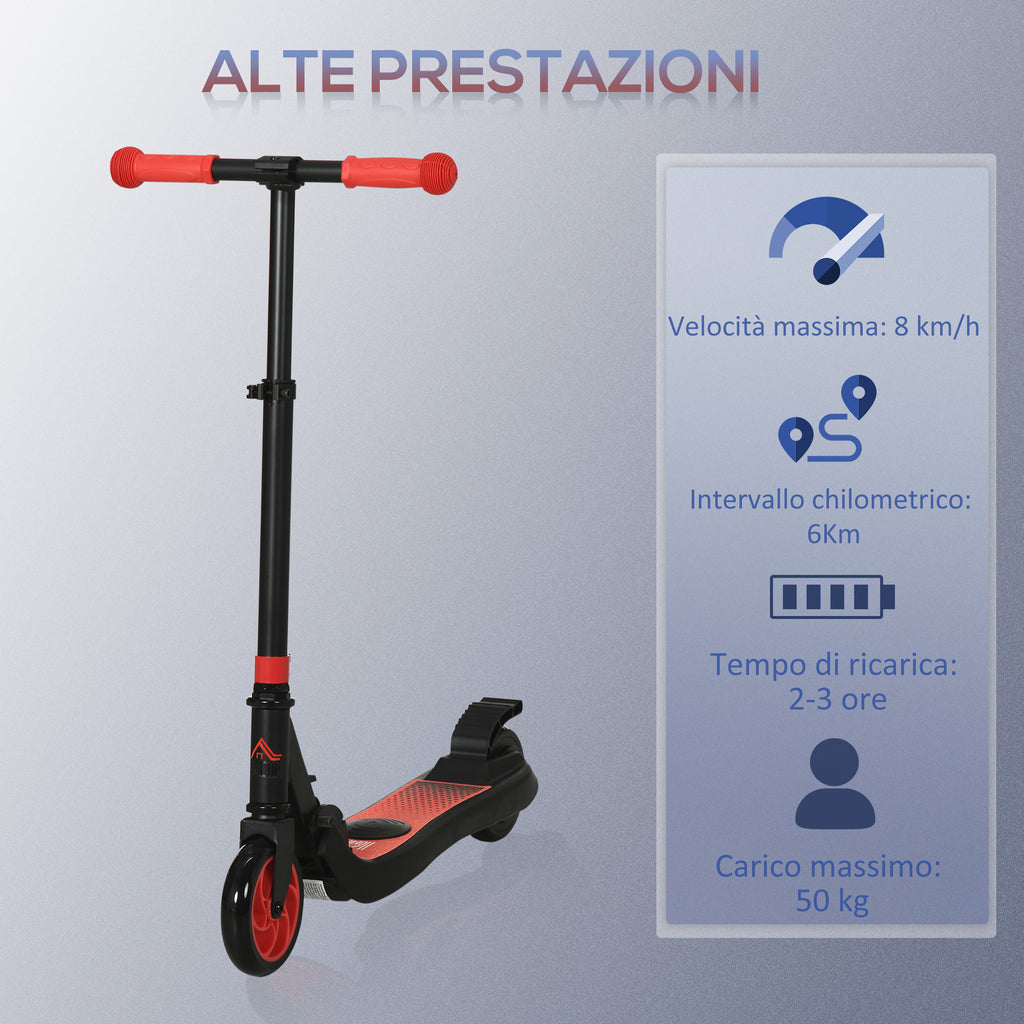 Folding Electric Scooter for Children 6+ Years with Adjustable Height, 71x36.5x75-80 cm, Black and Red