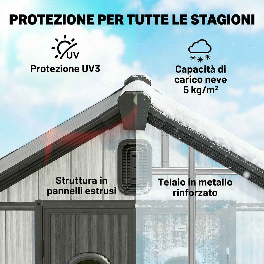 Outsunny Garden Shed 160L x 98D x 217H cm, Plastic, Double Lockable Doors, Grey